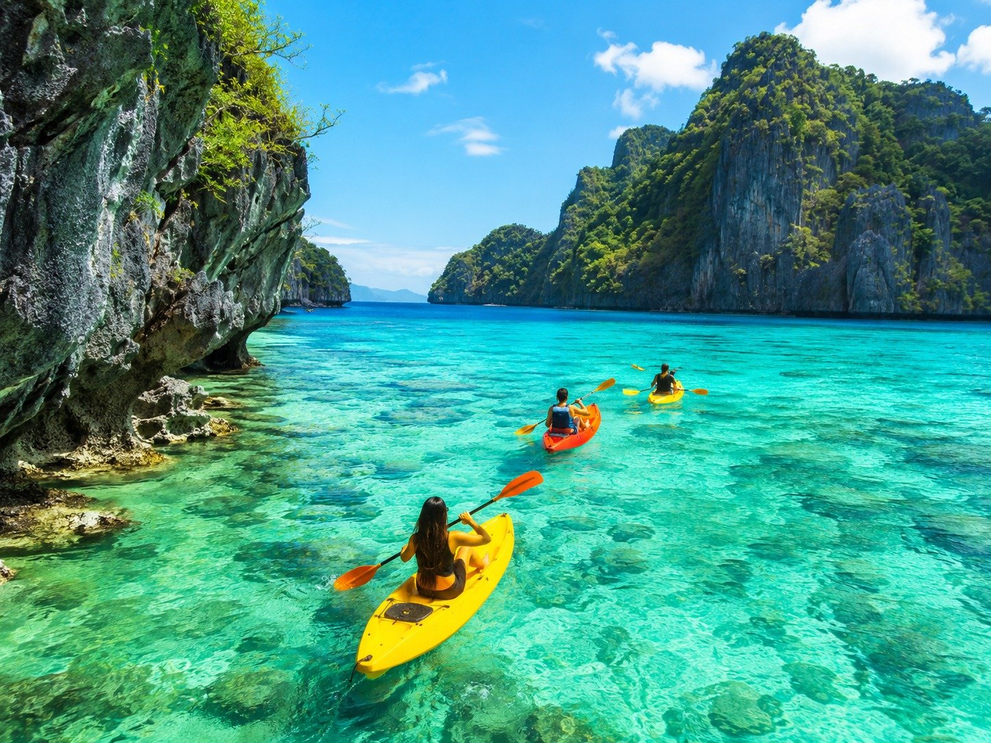 Boats in an island lagoon